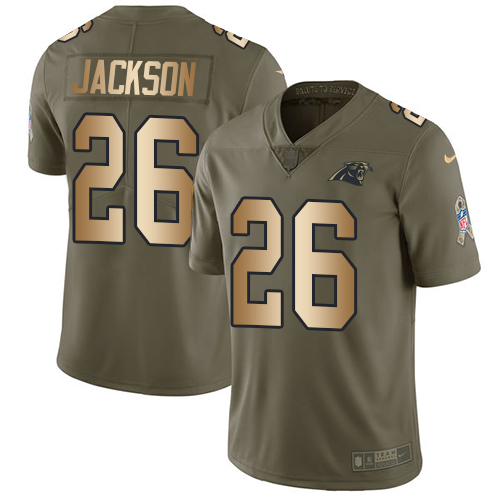 Nike Panthers #26 Donte Jackson Olive/Gold Men's Stitched NFL Limited Salute To Service Jersey - Click Image to Close